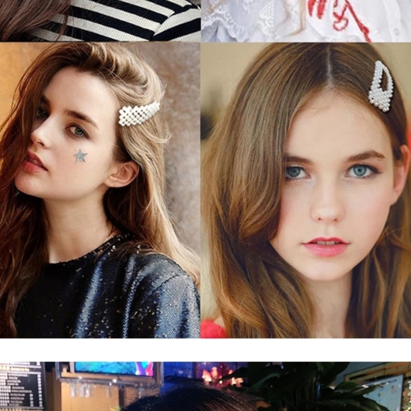 Set of 2 Large Foux Pearl Hair Clips Pins - Picture 2 of 5